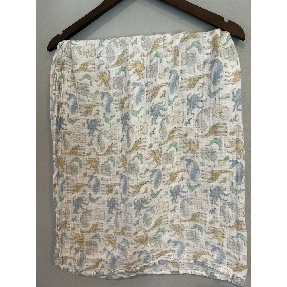 Aden + Anais Essentials Muslin Baby Swaddle Blanket Land & Sea Animals
